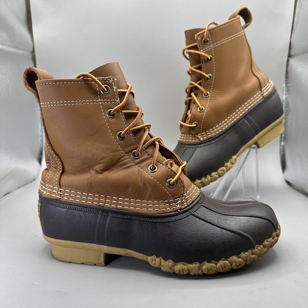 L.L. Bean Boots 8" Duck Boots Womens 6M Brown Leather Lined Made in Maine USA